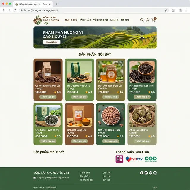 Thiết kế website Nông Sản Tây Nguyên - COPAVN Đắk Lắk